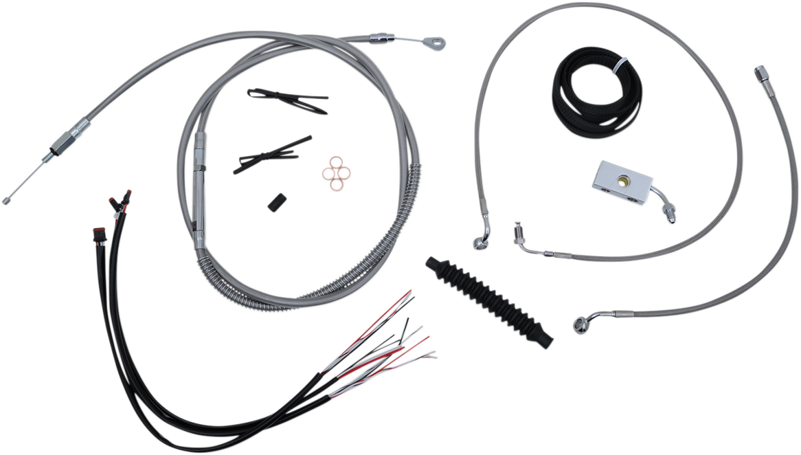 LA CHOPPERS Complete Stainless Braided Handlebar Cable/Brake Line Kit — Cable Kit