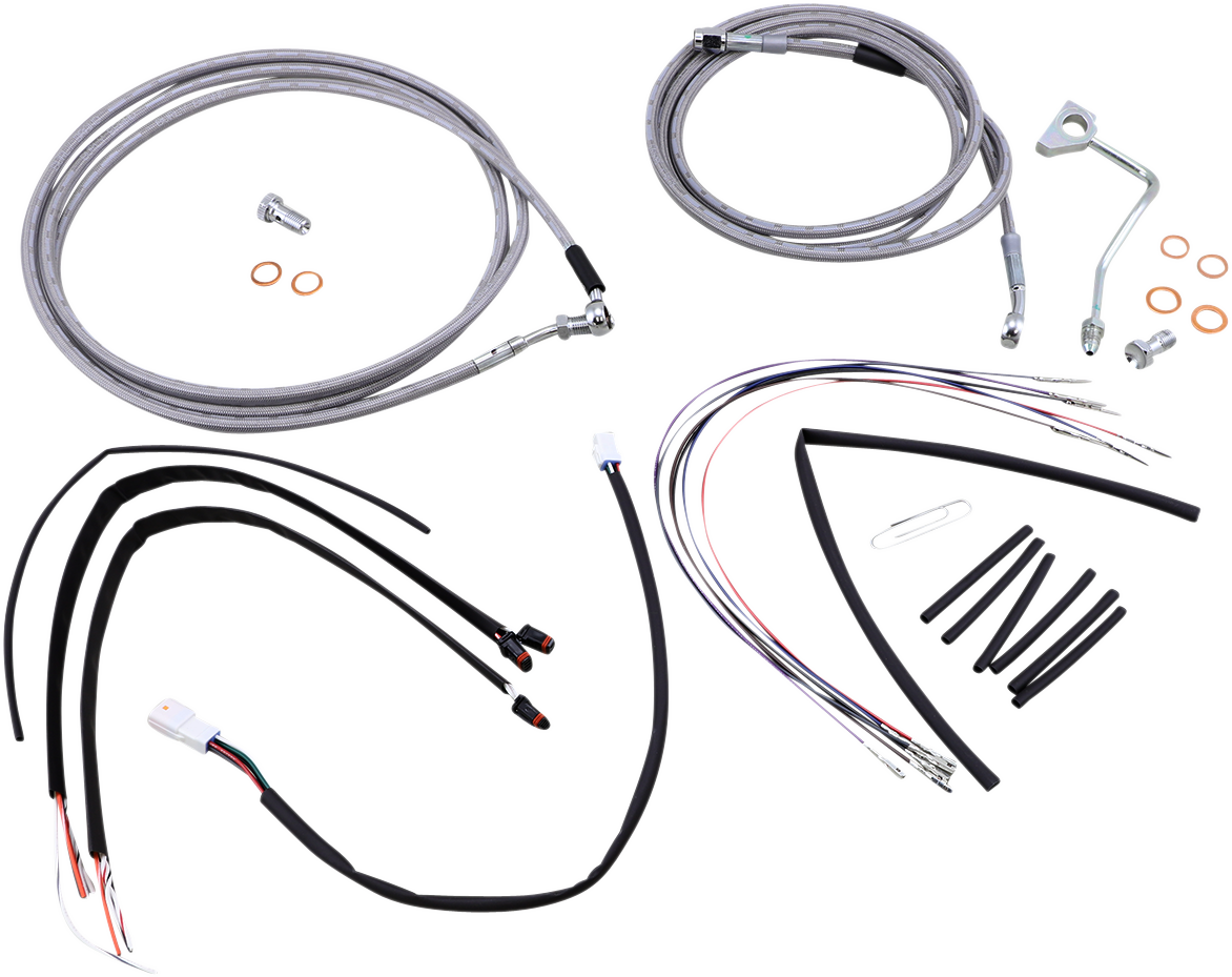 BURLY BRAND Complete Stainless Braided Handlebar Cable/Brake Line Kit - 16" Ape Hangers / '15-'16 FLTR 0610-2066