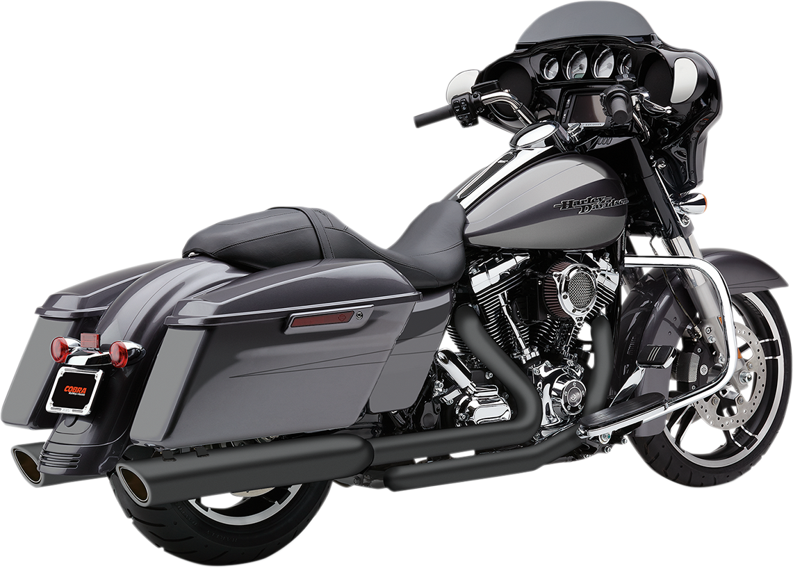 COBRA 909 Twin Slip-On Mufflers - 4"- Raven Black - '95-'16 Bagger 6106RB