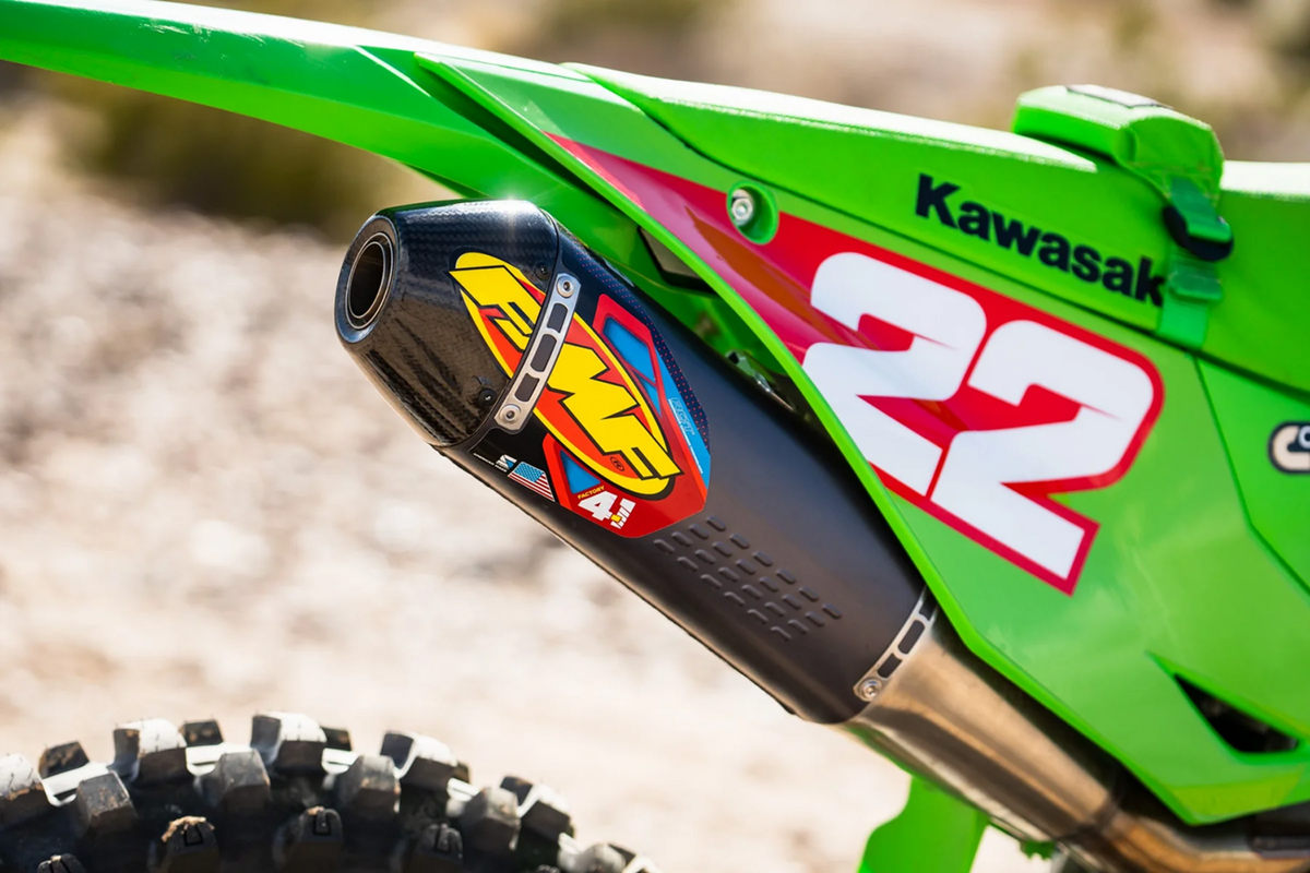 FMF Racing Kawasaki KX450F / KX450X 2024-2026 Factory 4.1 RCT Stainless SL (Slip-On) w/ Carbon End Cap 042403