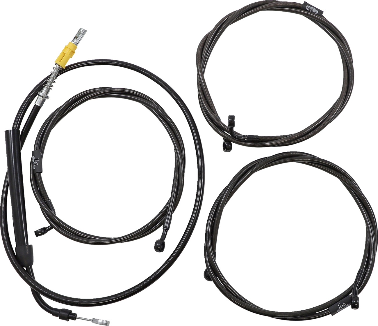 LA CHOPPERS Complete Midnight Braided Handlebar Cable/Brake Line Kit — Standard