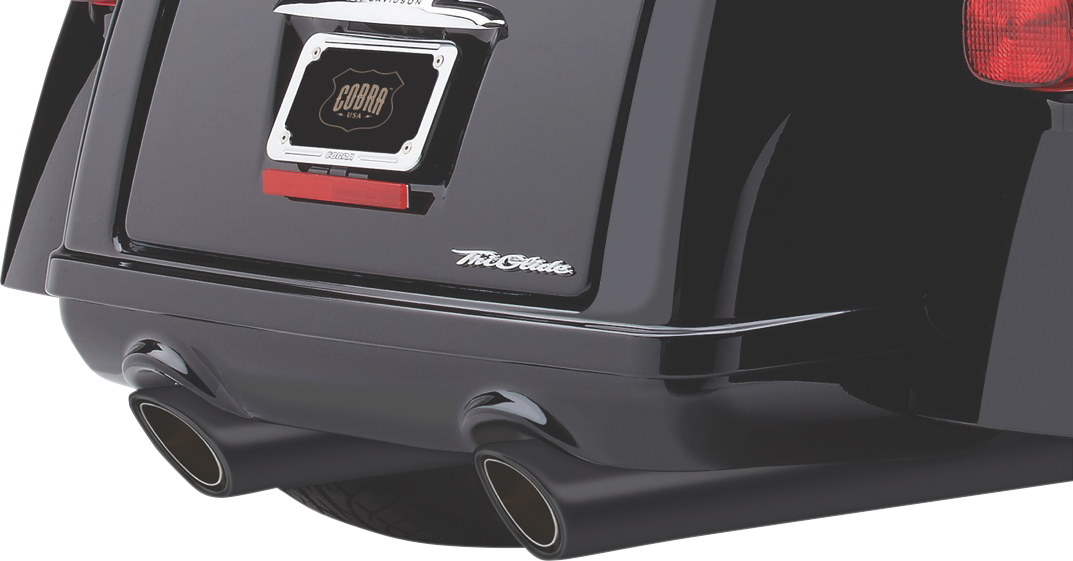COBRA 909 Twins Slip-On Mufflers - Tri-Glide - Black 6303RB