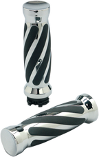 PRO-ONE PERF.MFG. Custom Twisted Rubber Grips - TBW - Chrome 490011
