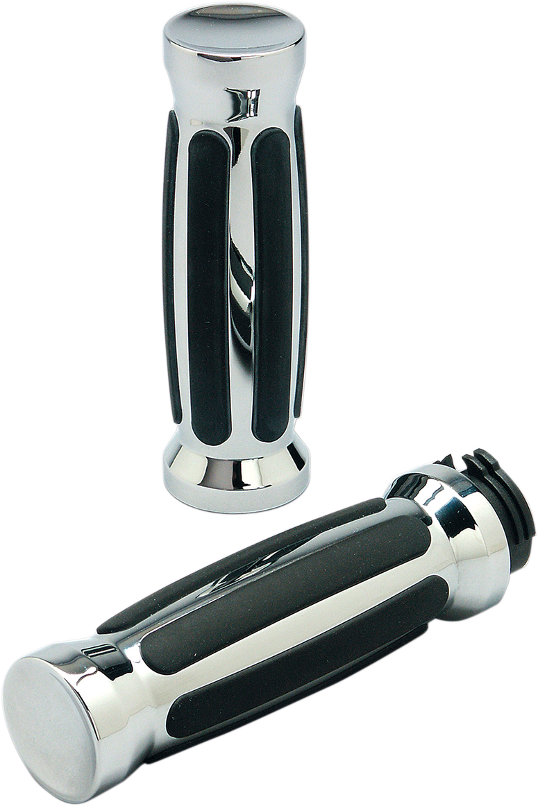 PRO-ONE PERF.MFG. Custom Straight Rubber Grips - TBW - Chrome 490001