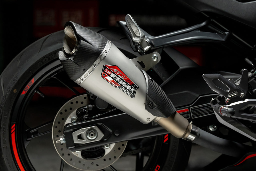 Yoshimura 450SS 23-26 / 450NK 24-26 AT2 Stainless Slip-On Exhaust, w/ Stainless Muffler