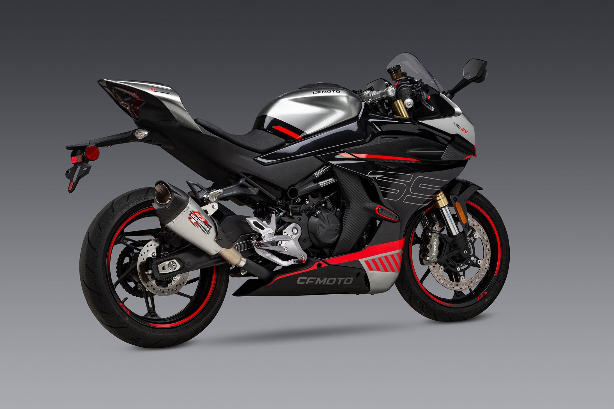 Yoshimura 450SS 23-26 / 450NK 24-26 AT2 Stainless Slip-On Exhaust, w/ Stainless Muffler