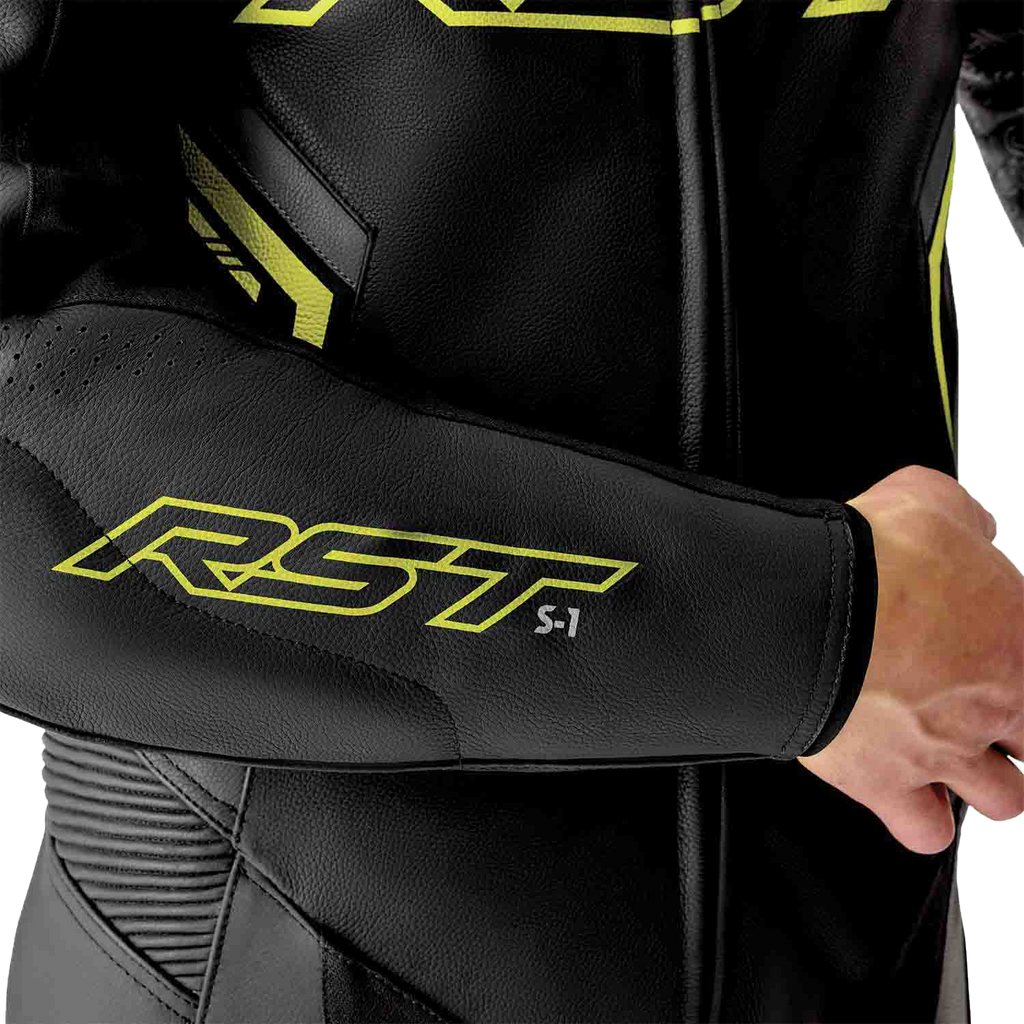 RST S1 D3O Leather Suit - Black / Grey / Fluorescent Yellow - View 23
