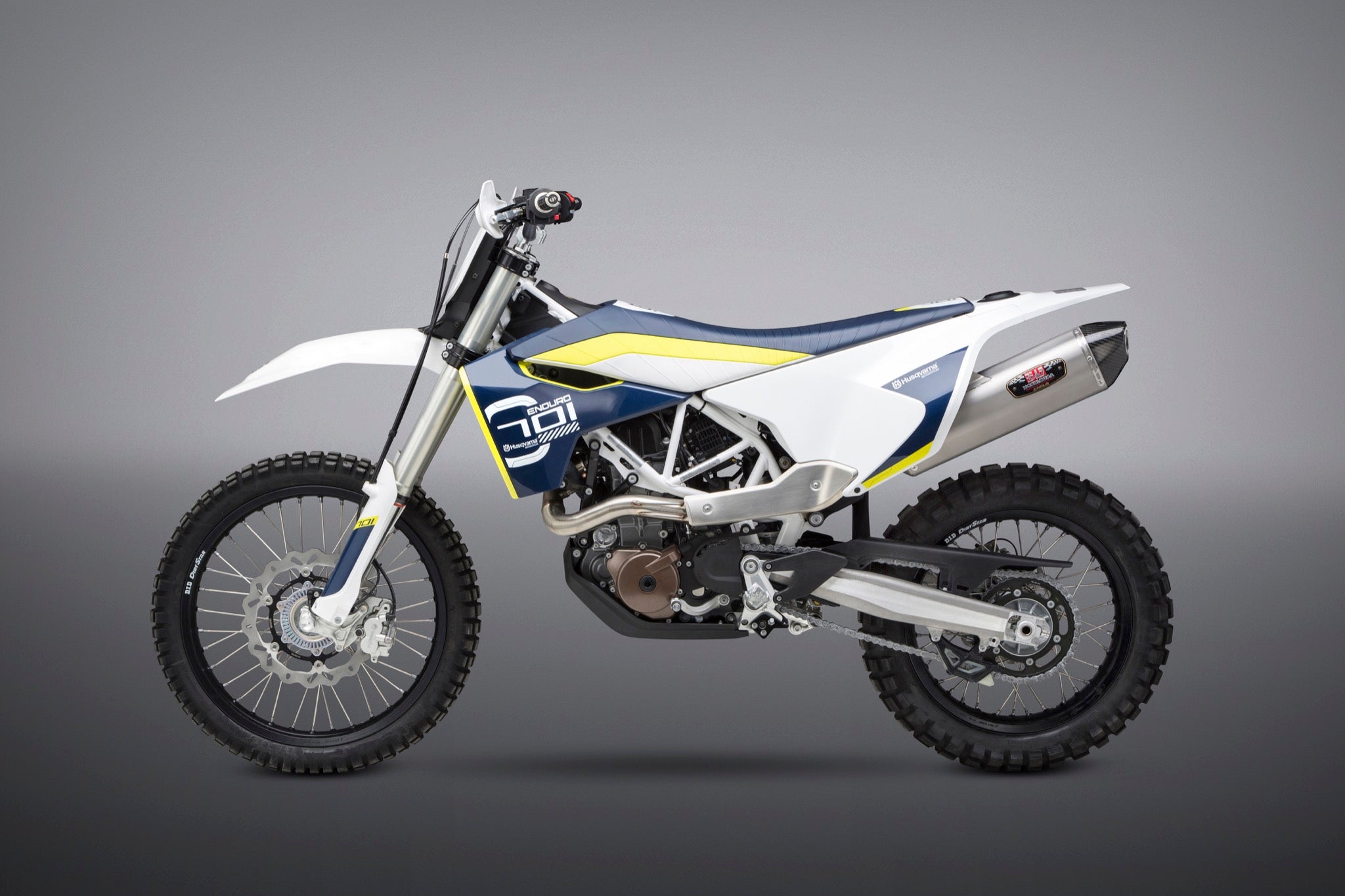 Yoshimura Husq 701/KTM 690 R Race R-77 Stainless Slip-On Exhaust, w/ Stainless Muffler