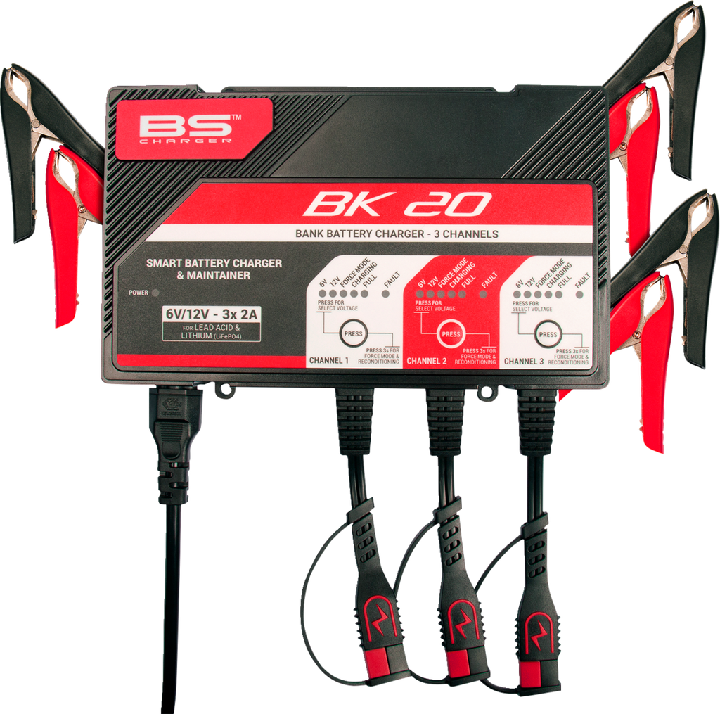 BS BATTERY BK20 Smart Bank Battery Charger and Maintainer with Reconditioning Function
