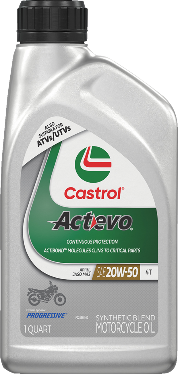 CASTROL Act Evo® Semi-Synthetic 4T Engine Oil - 20W-50 / 1 U.S. quart 3601-0372