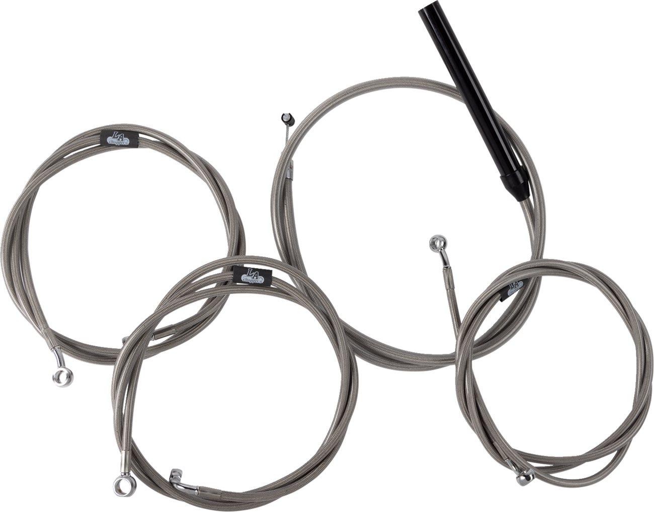 LA CHOPPERS Complete Stainless Braided Handlebar Cable/Brake Line Kit — Cable Kit