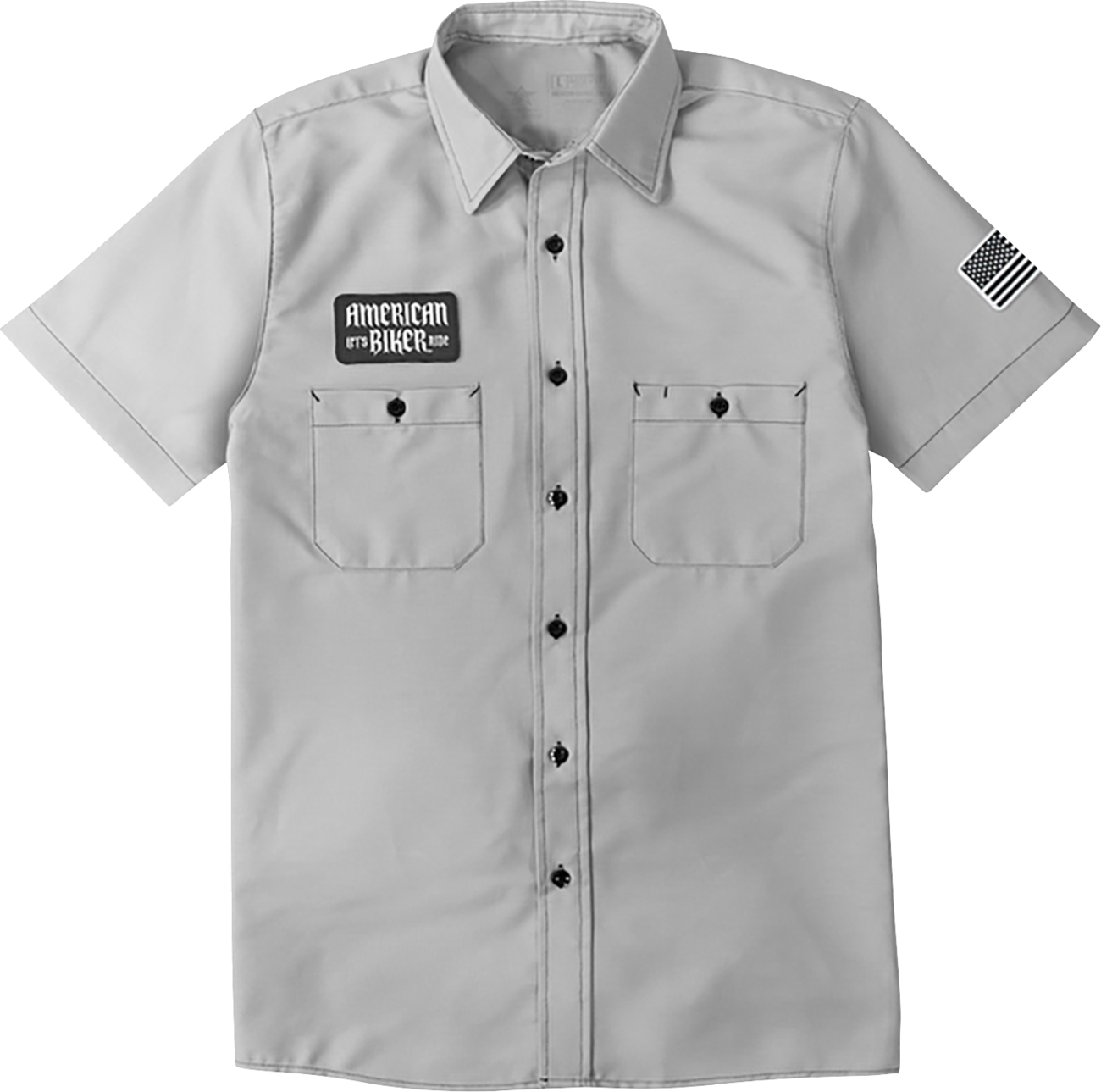 AMERICAN BIKER Biker Sam Contrast Stitch Shop Shirt - Gray/Black / 3XL 3040-3440