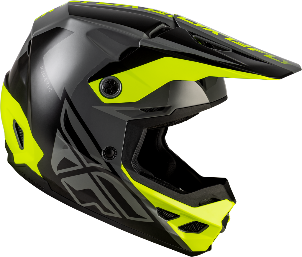 FLY Racing Kinetic Crest Helmet (2026) - Grey / Black / Hi-Viz Yellow - View 15
