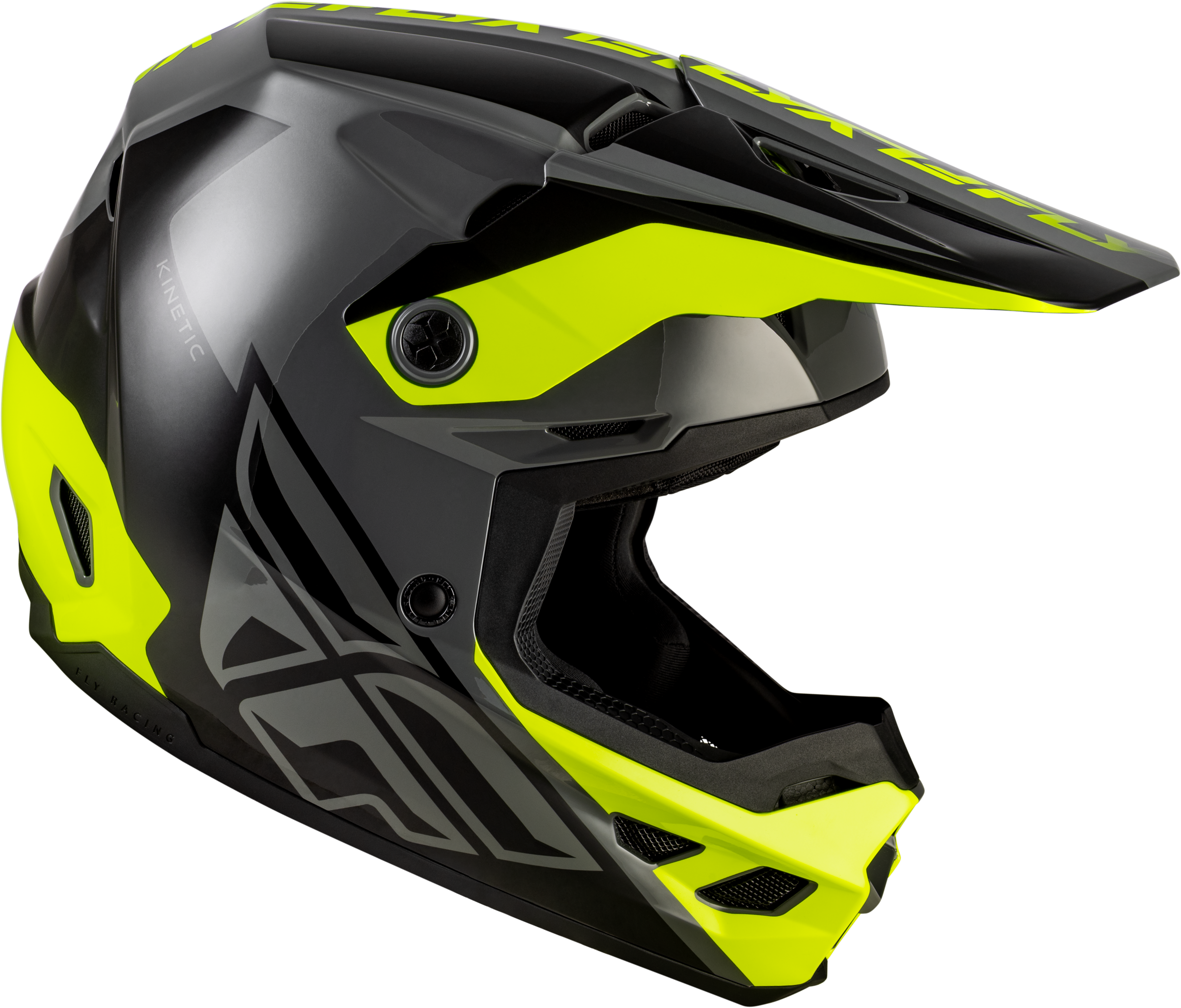 FLY Racing Kinetic Crest Helmet (2026) - Grey / Black / Hi-Viz Yellow - View 15