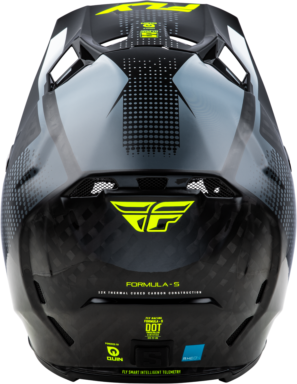 FLY Racing Formula S Carbon Protocol Helmet - Black Carbon / Grey / Hi-Viz - View 10