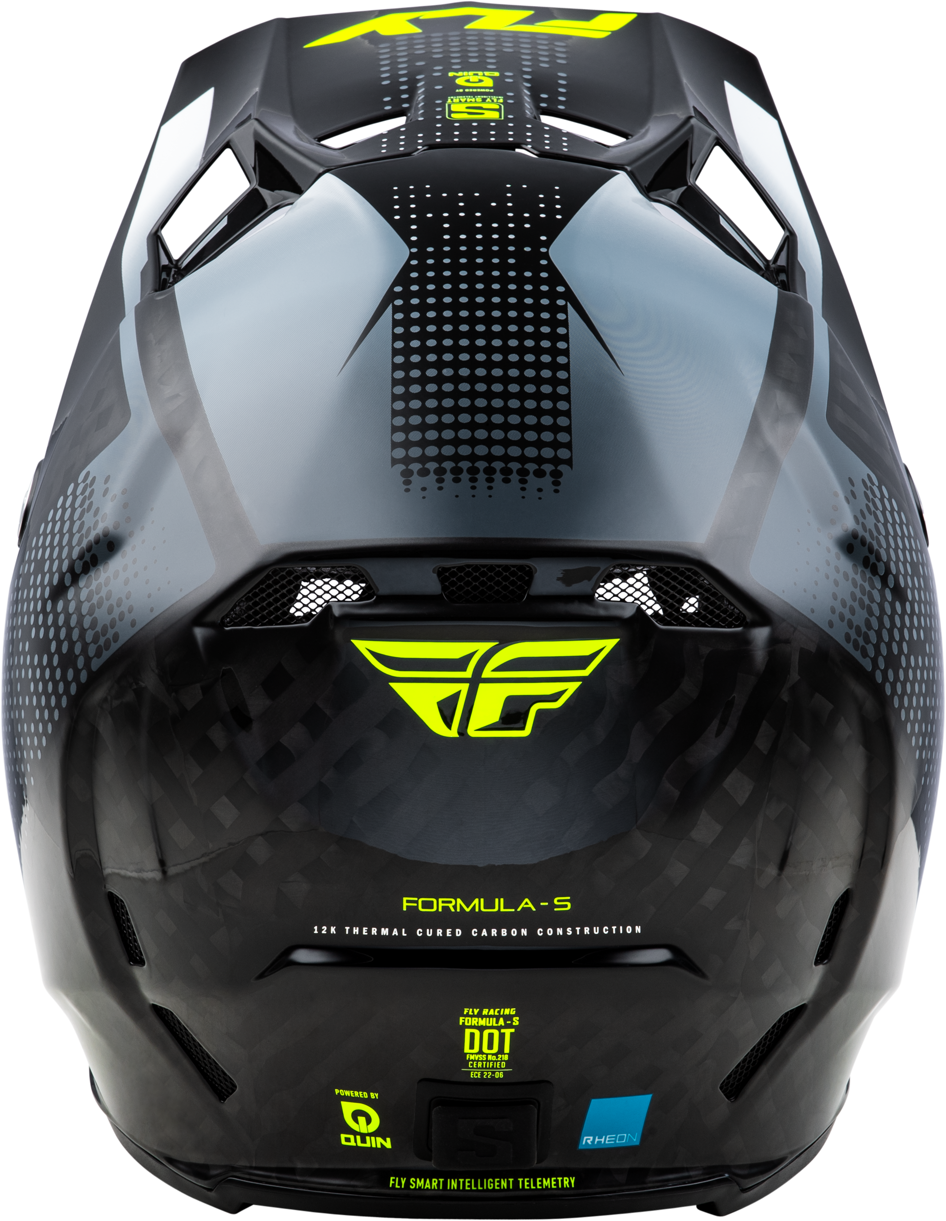 FLY Racing Formula S Carbon Protocol Helmet - Black Carbon / Grey / Hi-Viz - View 10