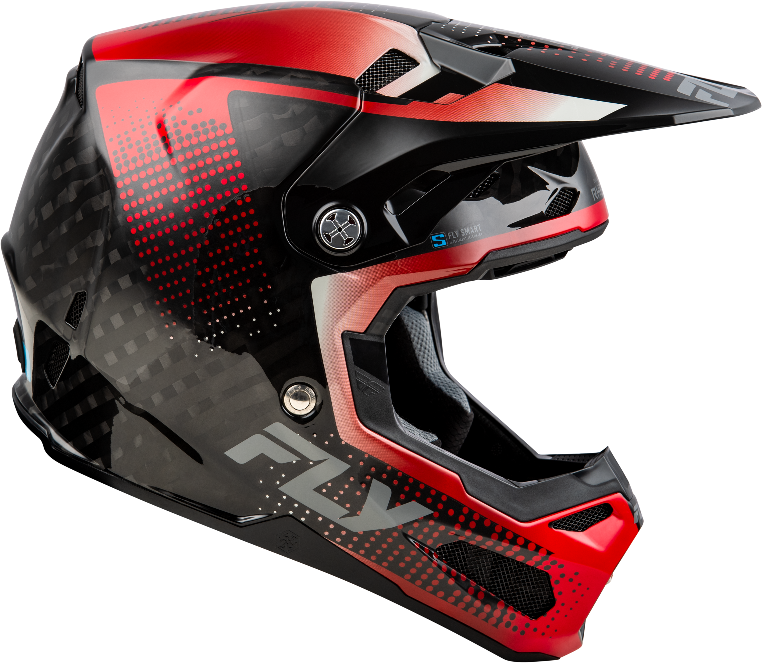 FLY Racing Formula S Carbon Protocol Helmet - Black Carbon / Red - View 20