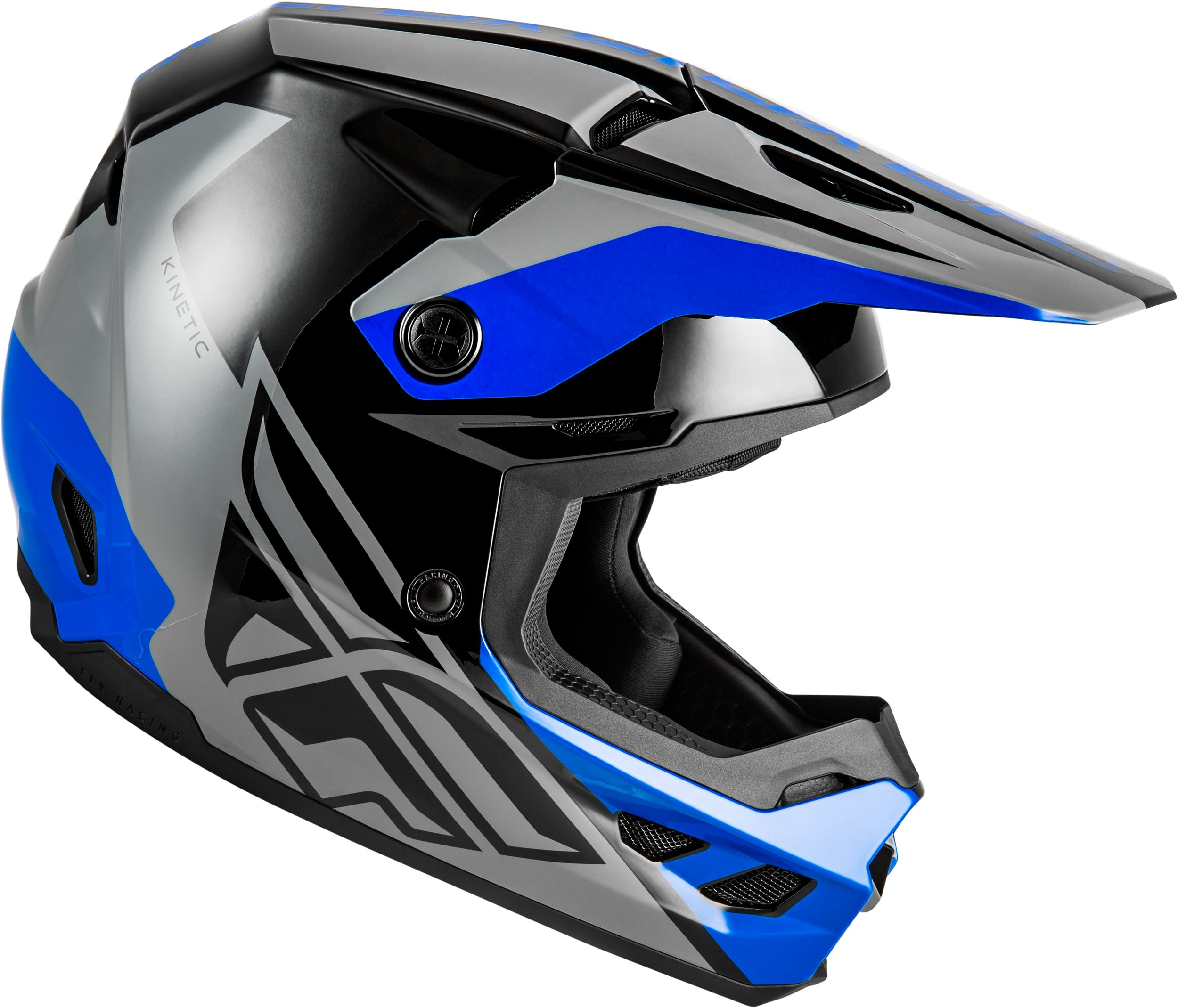 FLY Racing Kinetic Crest Helmet (2026) - Grey / Black / Blue - View 14