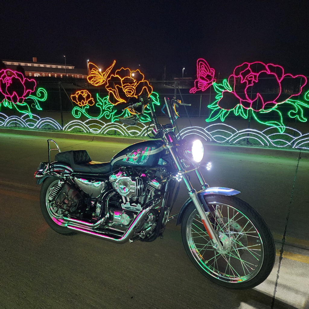 Eagle Lights 2” Infinity Beam Front and Rear (1156) LED Turn Signal Kit w/ Running LED Light Ring Covers for Harley-Davidson® Motorcycles