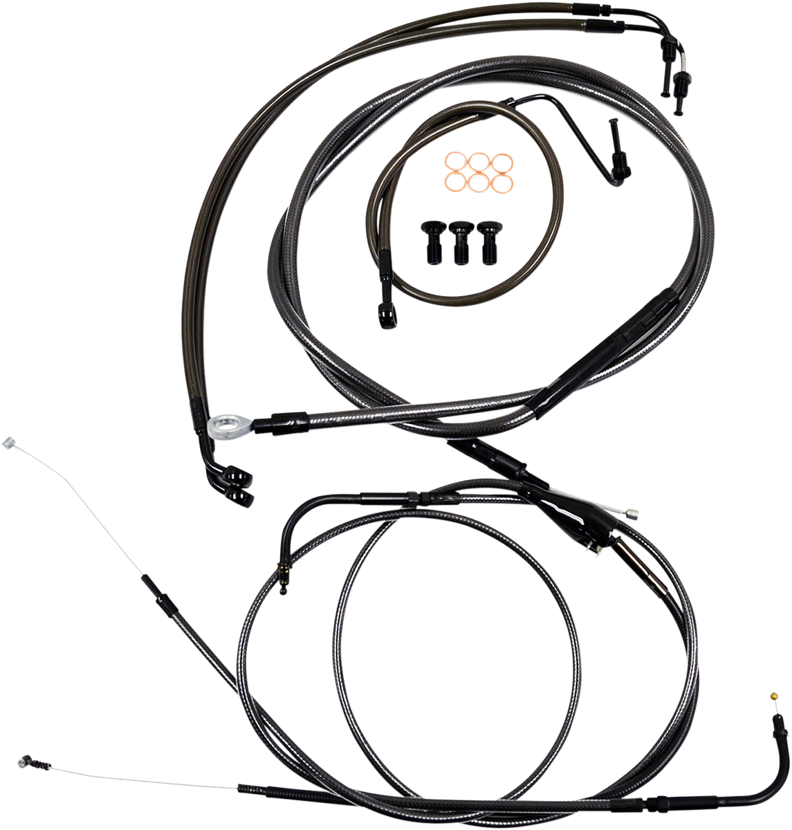 LA CHOPPERS Standard Midnight Braided Handlebar Cable/Brake Line Kit — Ape Hanger