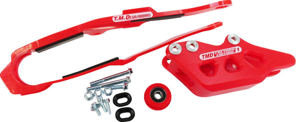 T.M. DESIGNWORKS Chain Guide and Slider Kit - Chain Guide/Slider / Red / Honda 1231-1546