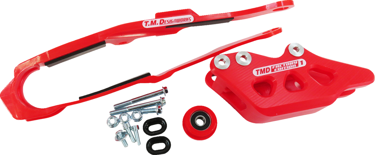 T.M. DESIGNWORKS Chain Guide and Slider Kit - Chain Guide/Slider / Red / Honda 1231-1546