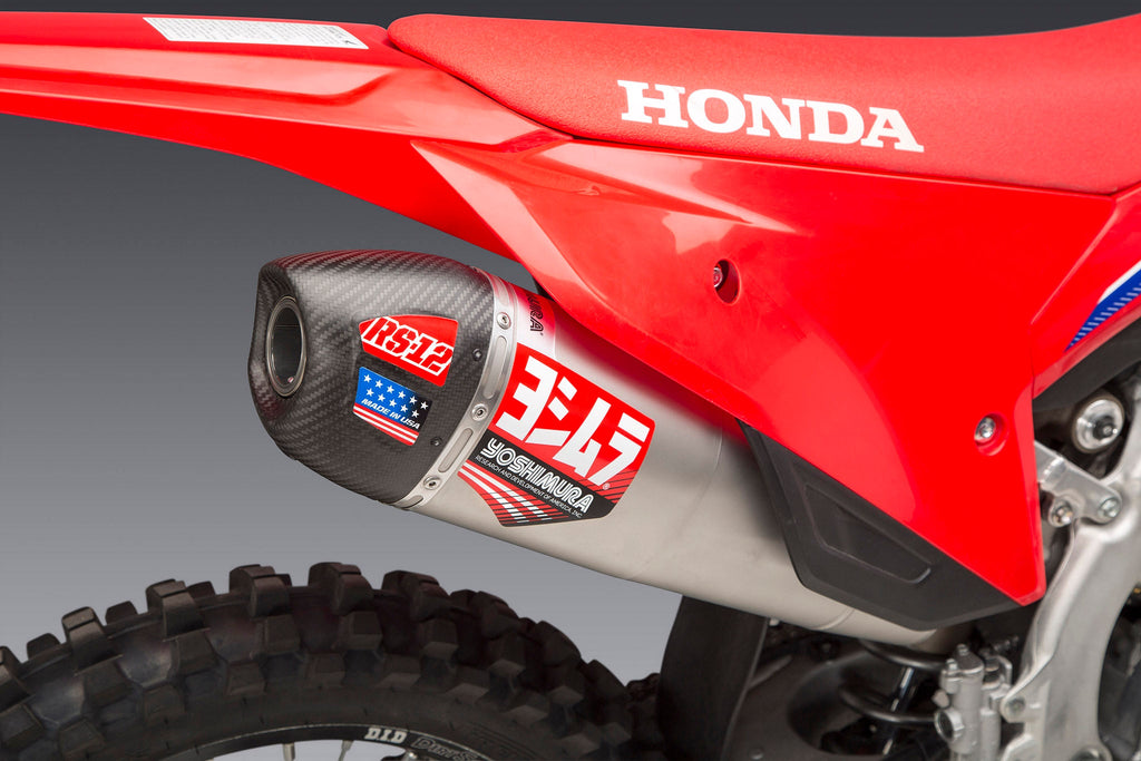 Yoshimura CRF250R/RX 22-24 RS-12 Stainless Slip-On Exhaust, w/ Stainless Muffler