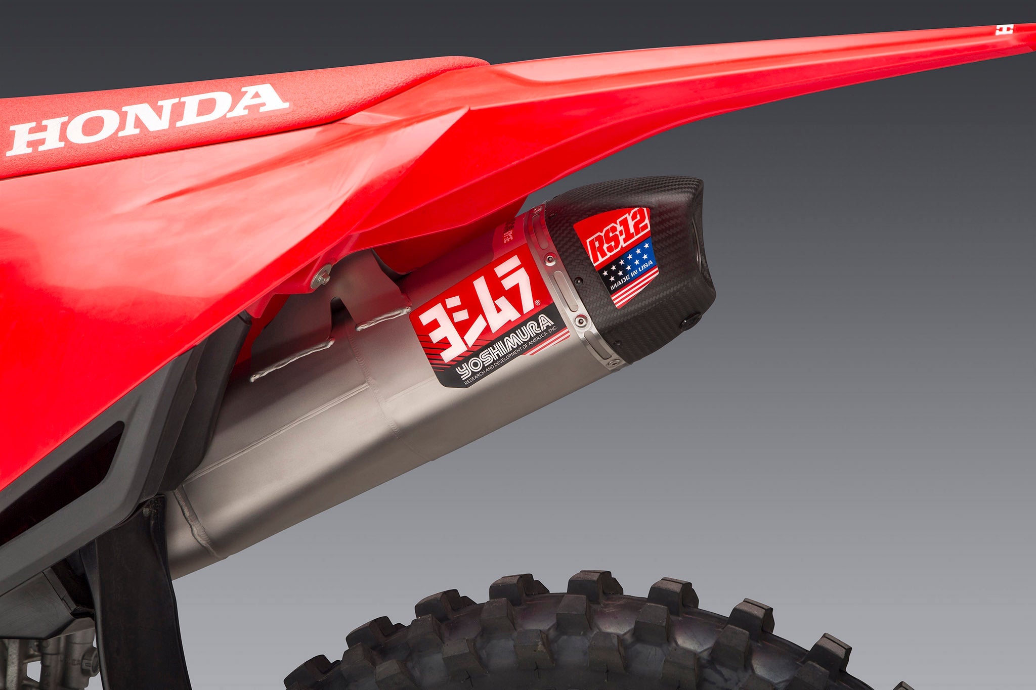 Yoshimura CRF250R/RX 22-24 RS-12 Stainless Slip-On Exhaust, w/ Stainless Muffler