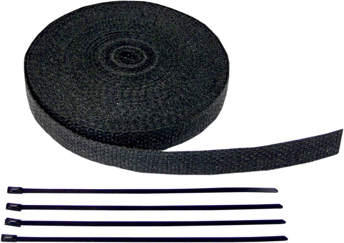 CYCLE PERFORMANCE PROD. Fiberglass Exhaust Wrap Kit - Black / 1" x 50' 1861-0818