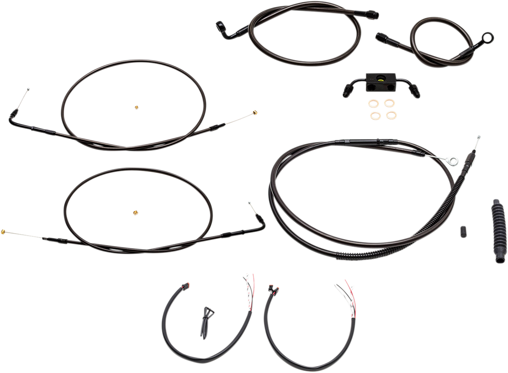 LA CHOPPERS Complete Midnight Braided Handlebar Cable/Brake Line Kit — Mini
