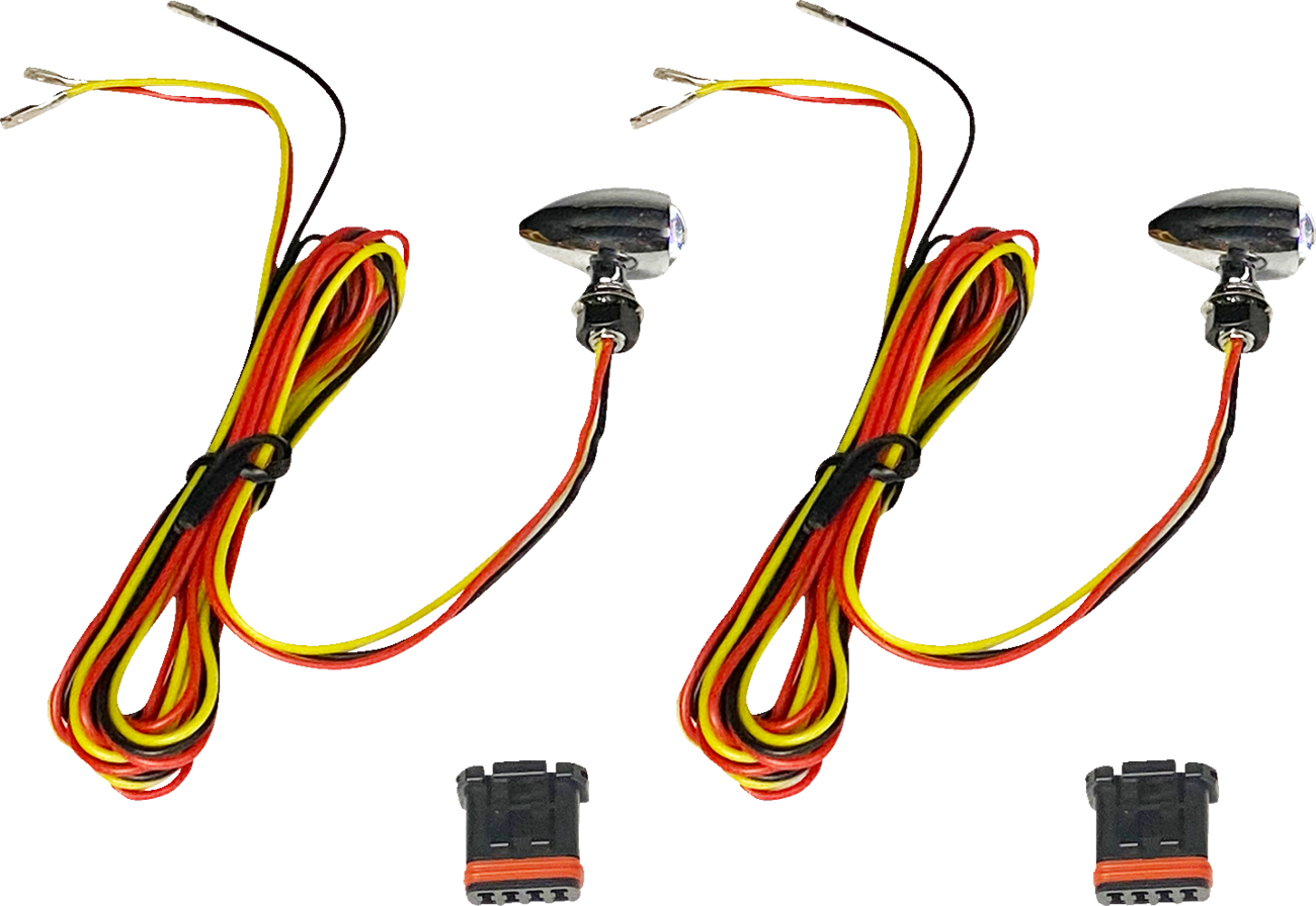 CUSTOM DYNAMICS Micro Bullet Turn Signals - LED / Amber/Red- Chrome 2040-3477