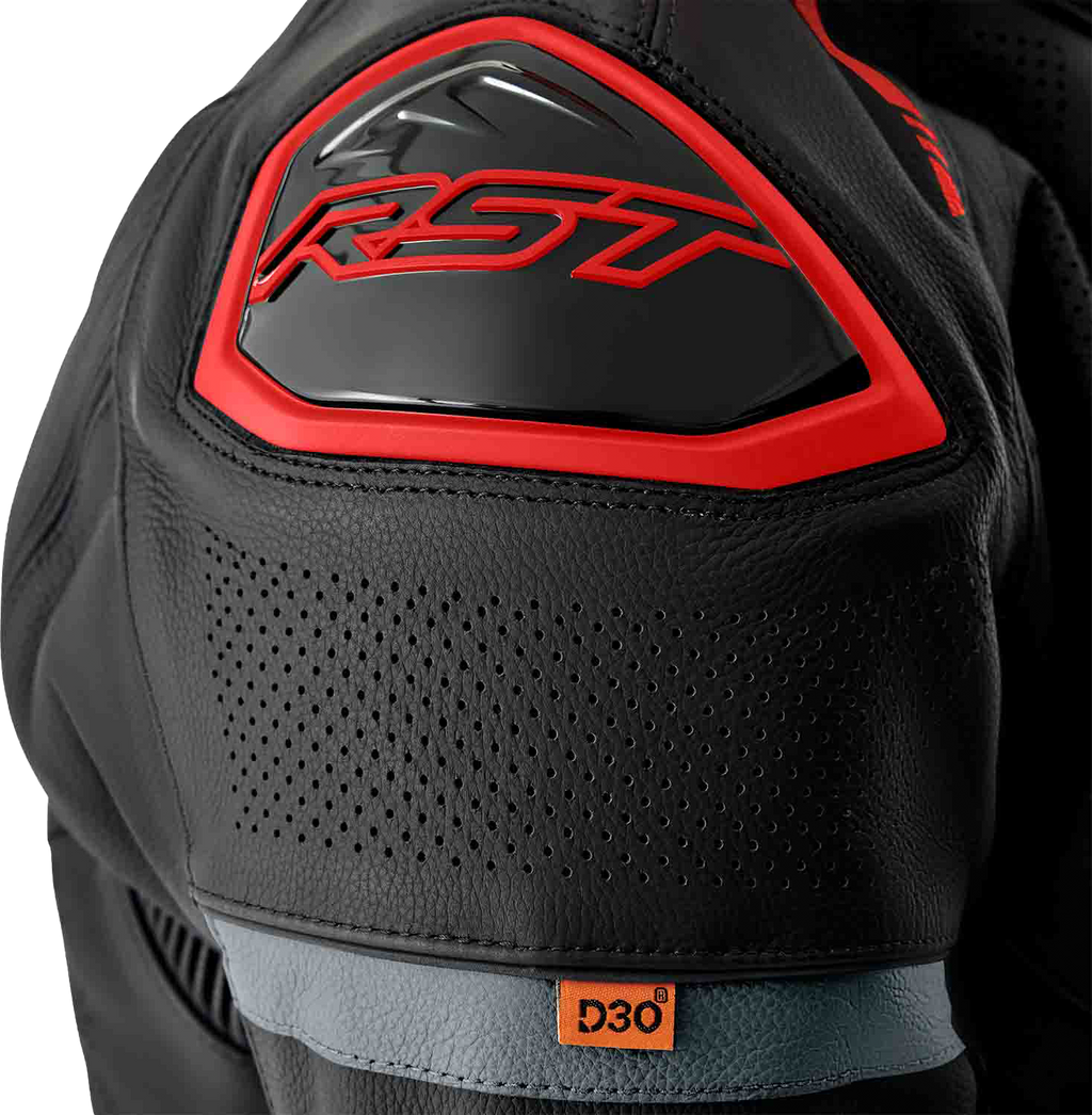RST S-1 CE Men's Leather Jacket - Black / Grey / Red - View 29