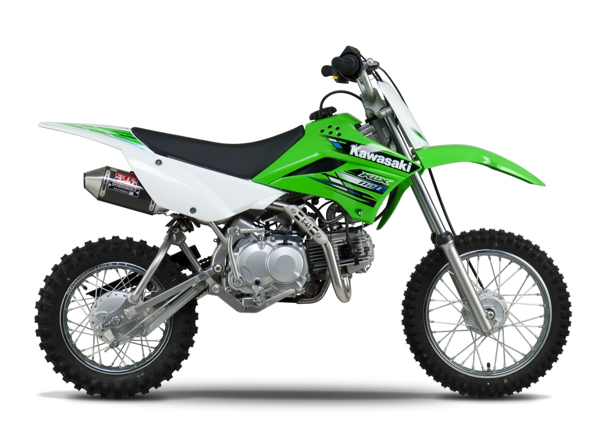 Yoshimura KLX110/L 02-26/SUZ DR-Z110 03-05 RS-2 Stainless Full Exhaust, w/ Carbon Fiber Muffler