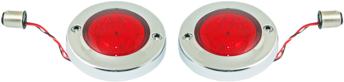 CUSTOM DYNAMICS LED Flat Turn Signals - 1156 / Chrome / Red Lens 2020-1694