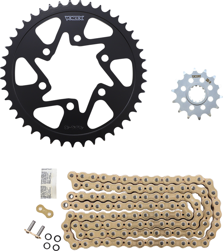 VORTEX Chain and Sprocket Kit - GFRS - Black - Kawasaki Ninja ZX-6R CKG4218