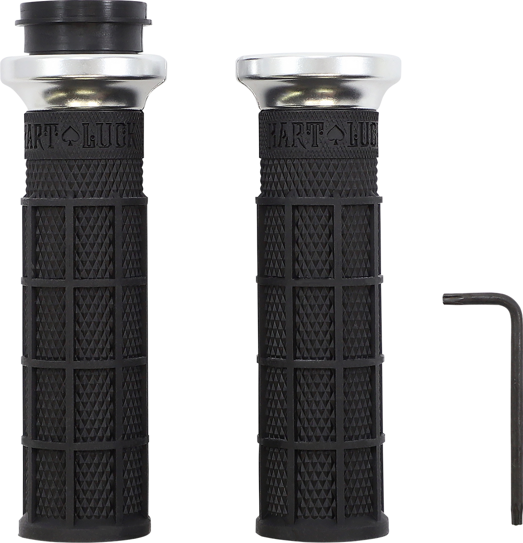 ODI Hart-Luck Signature V-Twin Lock-On™ Grips - TBW - Black/Silver V31HTW-BB-S