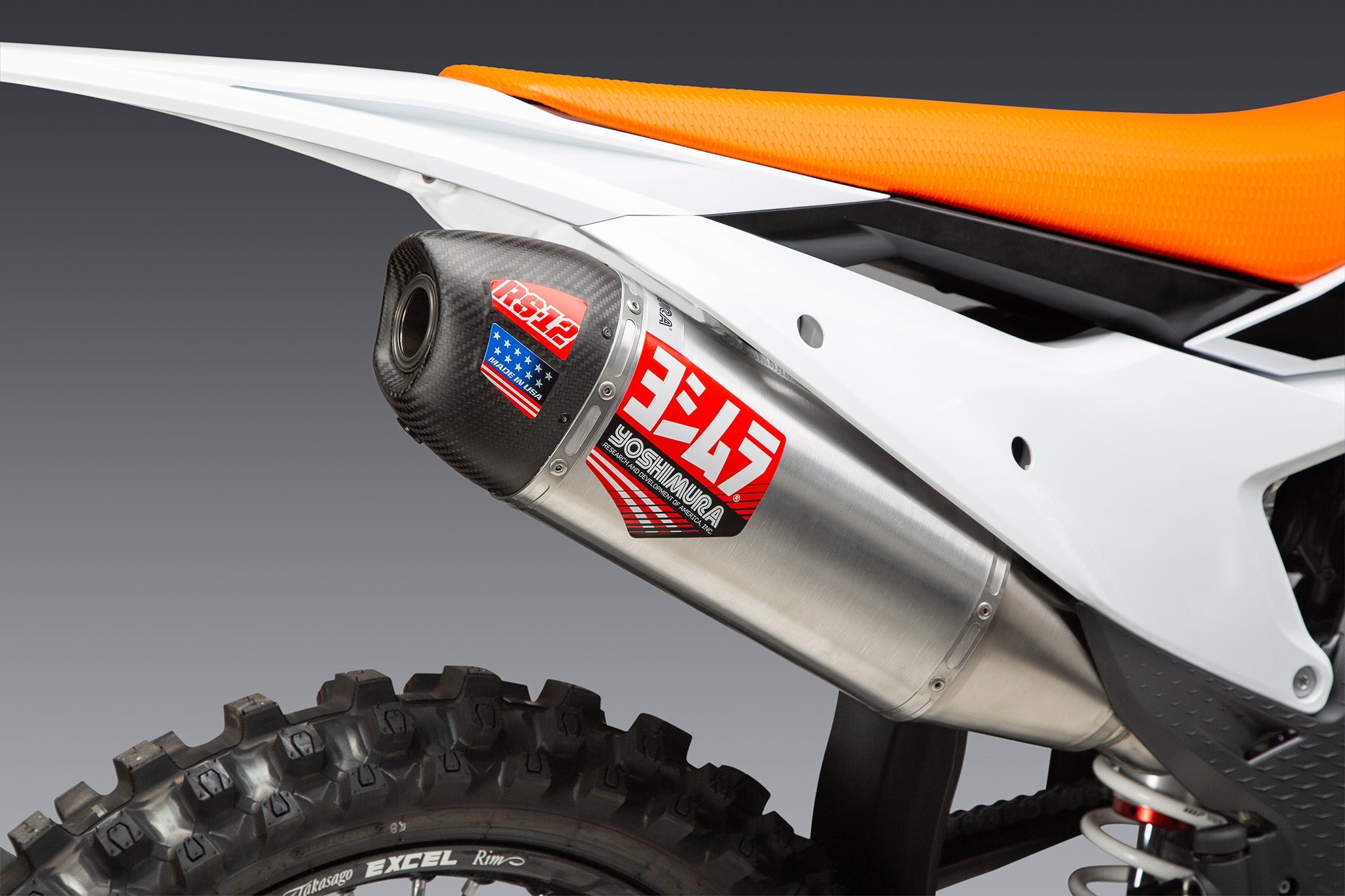 Yoshimura KTM/Husqvarna 250/350/450 23-26 RS-12 Stainless Slip-On Exhaust, w/ Aluminum Muffler