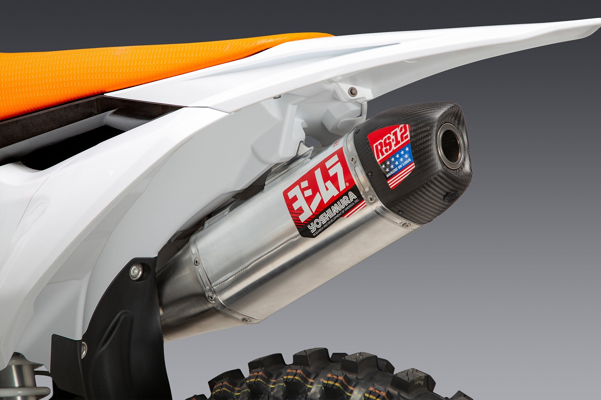 Yoshimura KTM/Husqvarna 250/350/450 23-26 RS-12 Stainless Slip-On Exhaust, w/ Aluminum Muffler