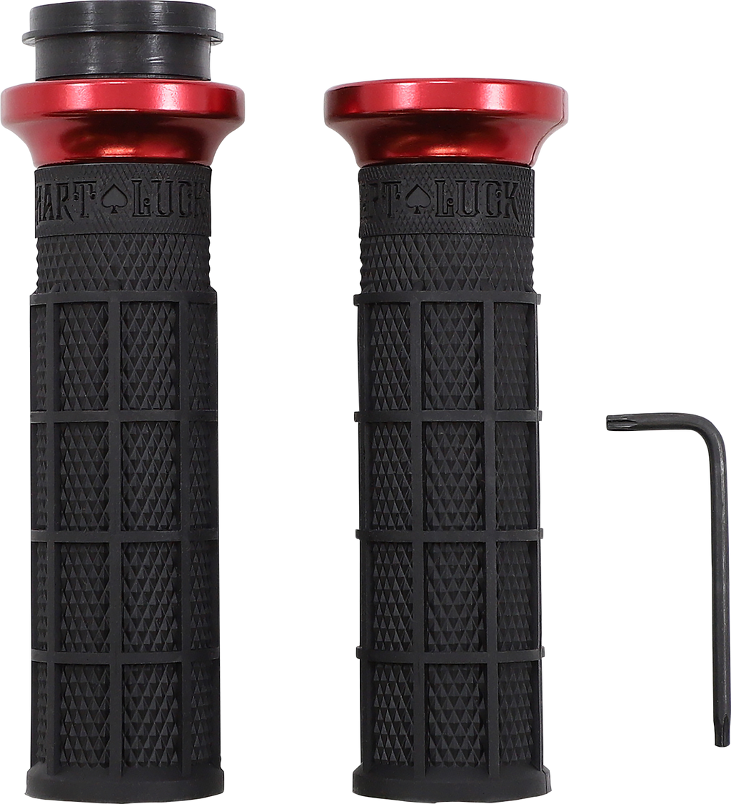 ODI Hart-Luck Signature V-Twin Lock-On™ Grips - TBW - Black/Red V31HTW-BB-R