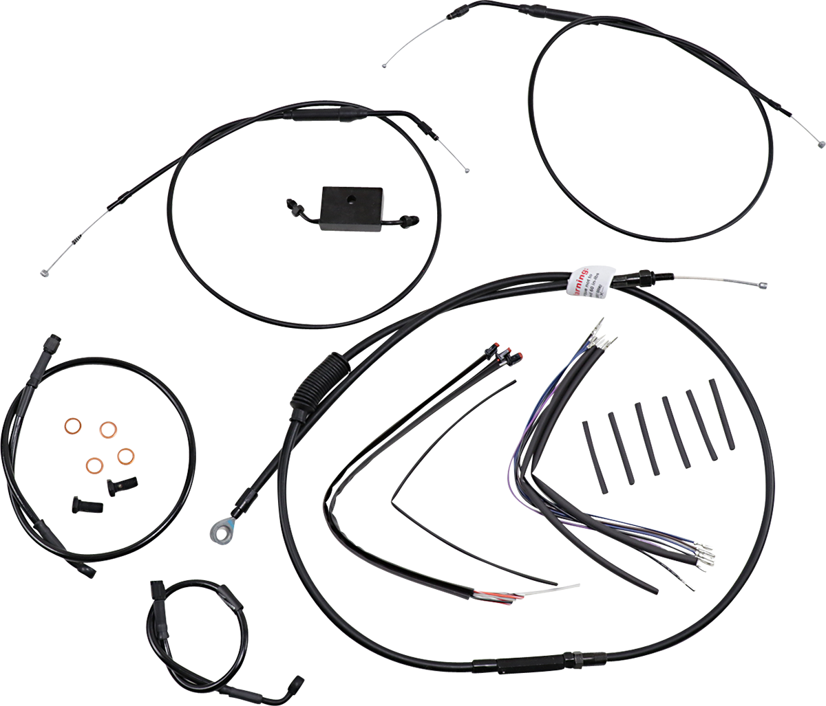 BURLY BRAND Extended Handlebar Cable and Brake Line Kit for Sportsters with ABS - 14" T-Bar Handlebars 0662-0592