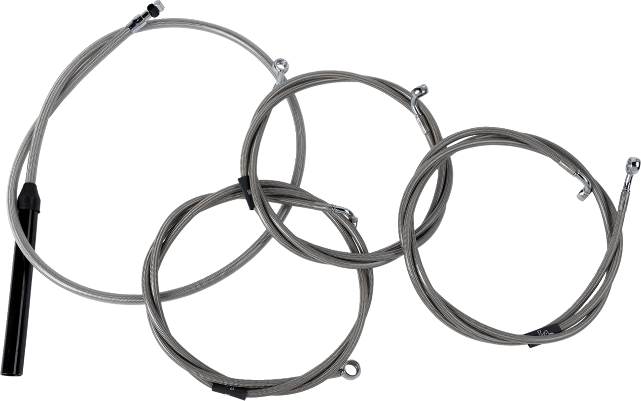 LA CHOPPERS Complete Stainless Braided Handlebar Cable/Brake Line Kit — Cable Kit