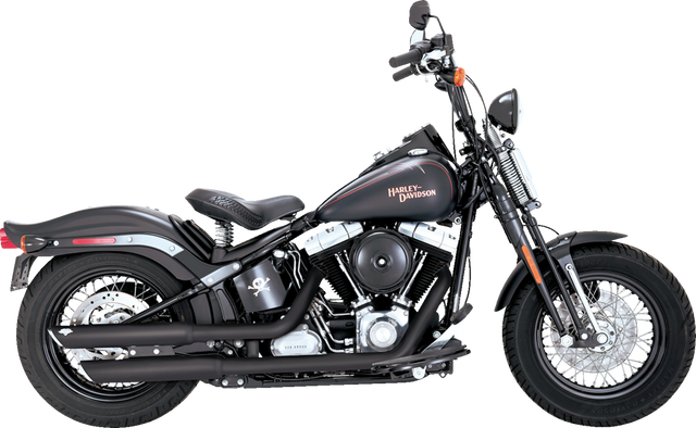 Vance & Hines 3" Twin Slash Slip-On Mufflers - Black 46842 - Harley-Davidson Softail Deluxe Slim Crossbones 1991-2009