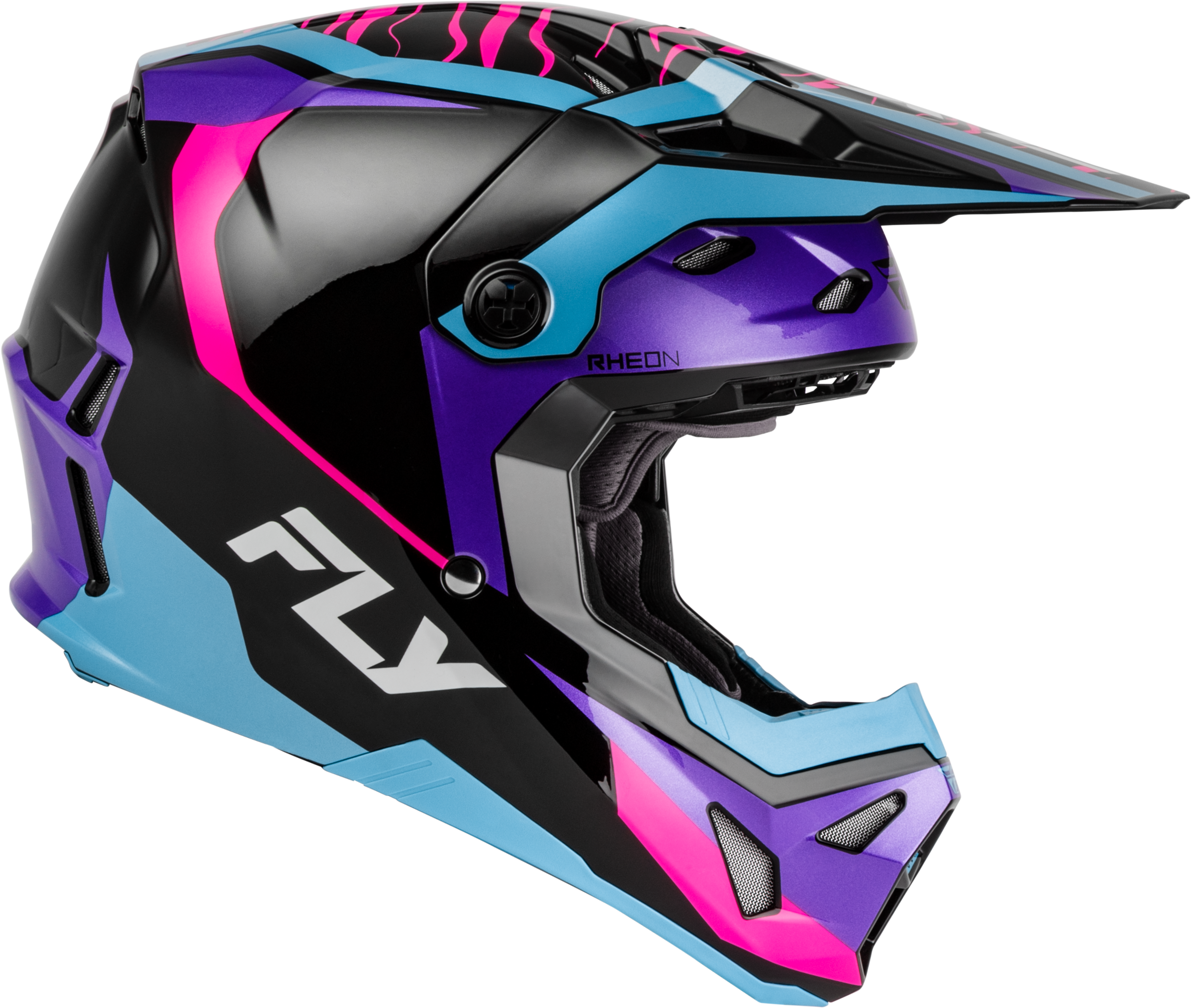 FLY Racing Formula CP Charge Helmet (2027) - Black / Purple / Pink / Blue - View 14