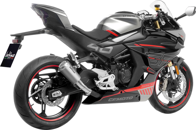 LeoVince LV-10 Slip-On Muffler - Matte - Stainless Steel 15265U - CFMOTO 450 SS/450 SR 2023-2024