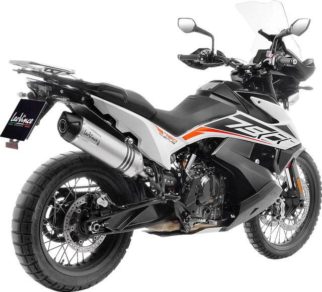 LeoVince LV One EVO Slip-On Muffler - Silver 14414EU - KTM 790 Adventure 2019-2024; KTM 890 Adventure/R 2021-2024; KTM 890 SMT 2023-current; Husqvarna Norden 901 2025-current