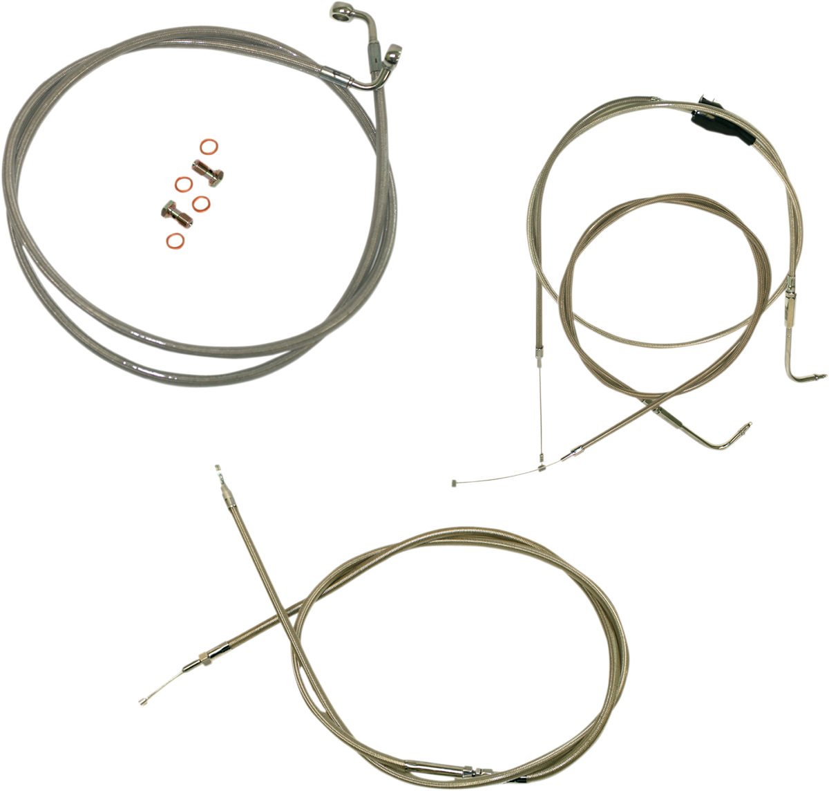 LA CHOPPERS Standard Stainless Braided Handlebar Cable/Brake Line Kit