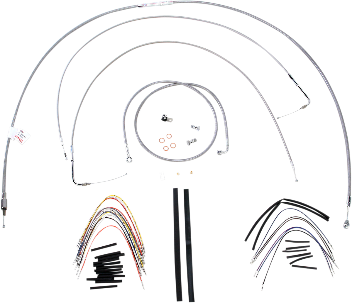 BURLY BRAND Complete Stainless Braided Handlebar Cable/Brake Line Kit - 18" Ape Hangers / '00-'06 FLST 0610-0718