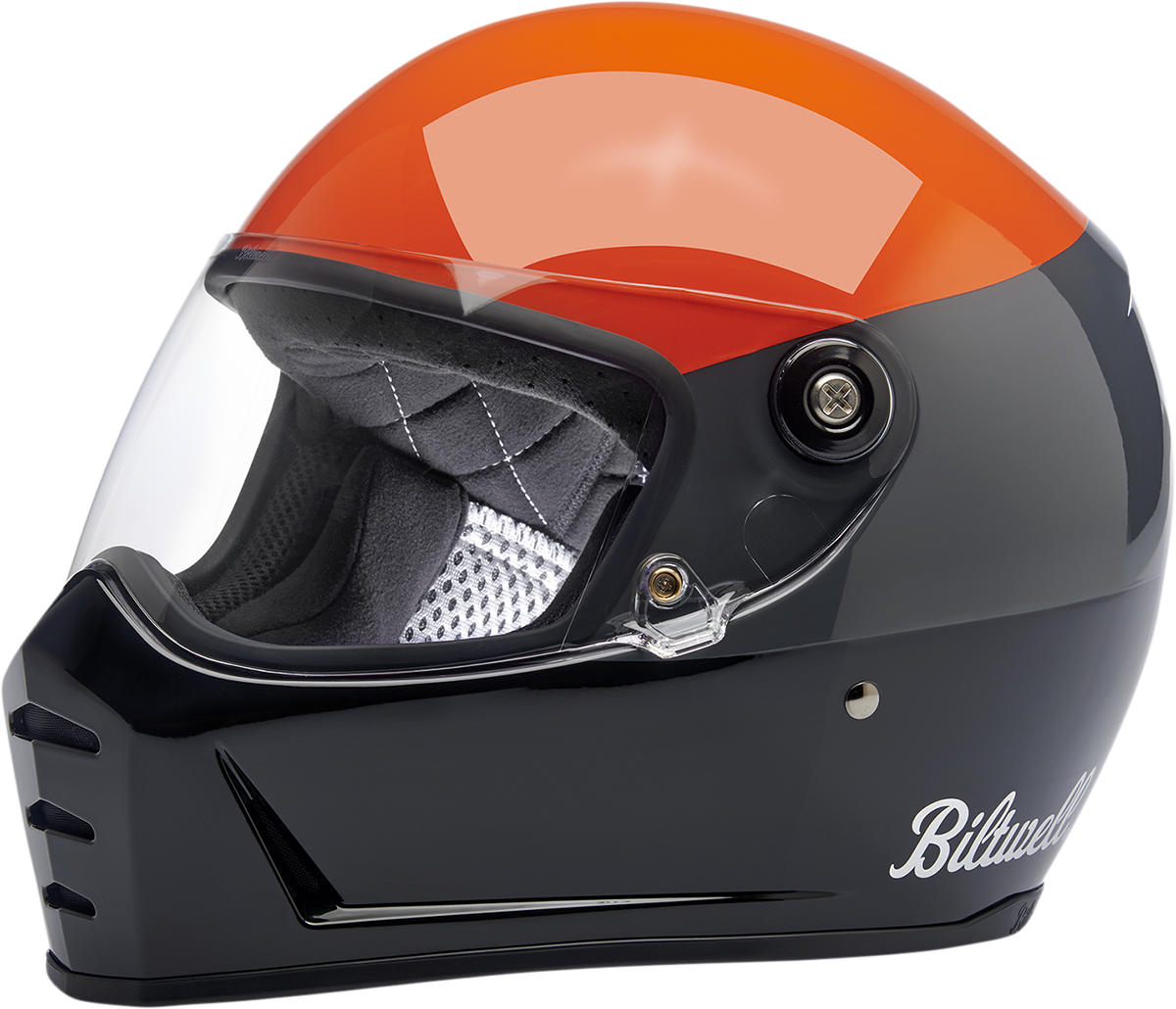 BILTWELL Lane Splitter Helmet - Podium / Gloss Orange/Gray/Black / Large 0101-14356