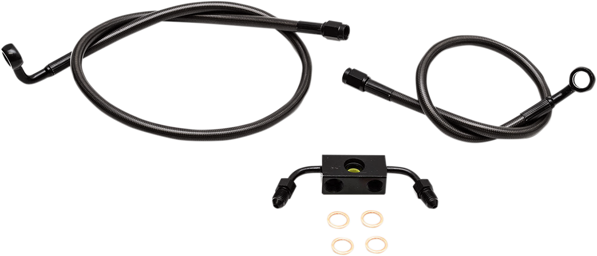 LA CHOPPERS Midnight Braided Brake Line Kit