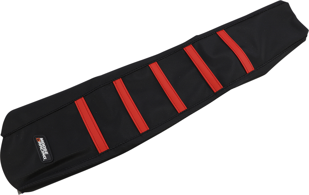 MOOSE OFFROAD Ribbed Seat Cover - Black Cover/Red Ribs / Honda CRF250/450 '21-'25 0821-3368